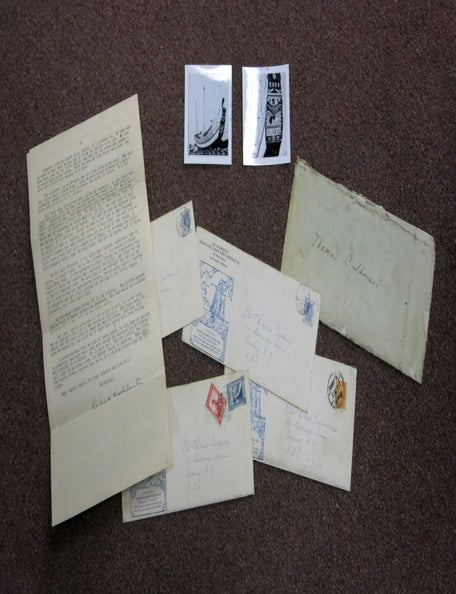 Item #41578 ARCHIVE Of FOUR TLS LETTERS FROM RICHARD HALLIBURTON'S CHINESE JUNK "The SEA DRAGON"; November 1938 to February 1939. Two Photographic Images of the "Sea Dragon" included. Thomas - Recipient Richard Halliburton . Calderari, Edward Richardson.