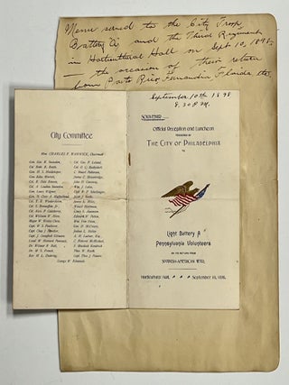 Item #42225 SOUVENIR.... OFFICIAL RECEPTION And LUNCHEON TENDERED By The CITY OF PHILADELPHIA To...