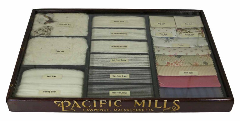 Item #42557 PACIFIC MILLS. Cotton. Wooden Display Case. Textile Sample Display Case.