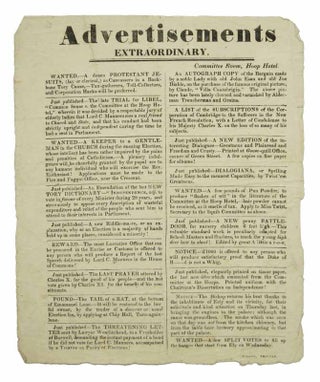 Item #42650 ADVERTISEMENTS EXTRAORDINARY. Political Satire, Lord C. Manners, Charles X. - Named...