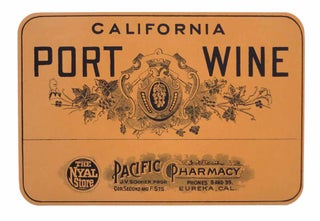 Item #42850 CALIFORNIA PORT WINE. [Wine Label].; Pacific Pharmacy. J.V. Schnier Prop. Cor. Second...