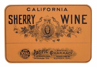 Item #42851 CALIFORNIA SHERRY WINE. [Wine Label].; Pacific Pharmacy. J.V. Schnier Prop. Cor....
