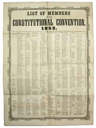 Item #42993 LIST Of MEMBERS Of The CONSTITUTIONAL CONVENTION, 1853. Massachusetts History,...