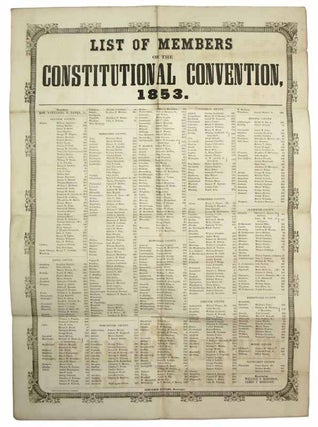 Item #42993 LIST Of MEMBERS Of The CONSTITUTIONAL CONVENTION, 1853. Massachusetts History,...