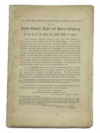 Item #43182 The MATTER Of GRANTING RIGHT Of WAY To The BRUSH ELECTRIC LIGHT And POWER COMPANY for...