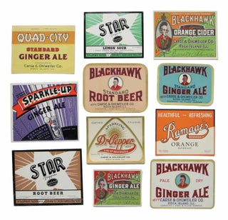 Item #43273 LOT OF 11 SODA LABELS, Circa 1930s. Beverages / Cookery