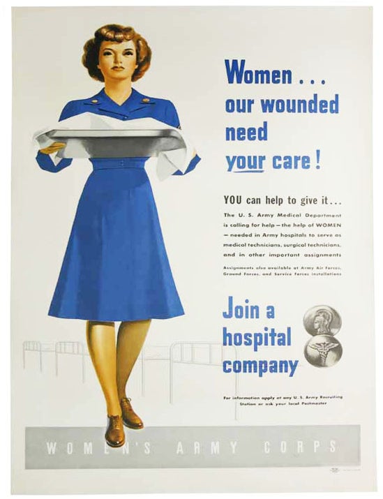 Item #43502 WOMEN . . . OUR WOUNDED NEED YOUR CARE! [ . . . ] Join a Hospital Company. Women's Army Corps / WWII.