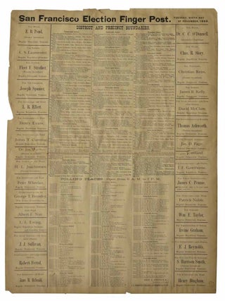 Item #44049 SAN FRANCISCO ELECTION FINGER POST. Tuesday, Sixth Day of November, 1888. California...