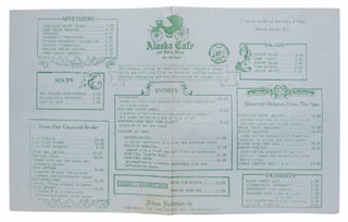 Item #44381 ALASKA CAFE and Dining Room. 35 paces south of the mile 0 post. Restaurant Menu