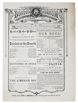 Item #44932 CRICKET On The HEARTH. A Fairy Tale of Home, in Three Chirps. Theatre Playbill,...