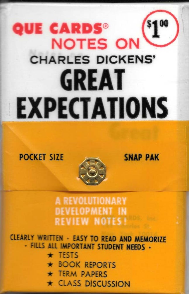 Item #45014 NOTES ON CHARLES DICKENS' GREAT EXPECTATIONS.; Pocket Size. Snap Pak. A Revolutionary Development in Review Notes! Charles Que Cards - Dickens.