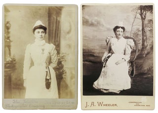 Item #45018 TWO CABINET CARD ALBUMEN PHOTOGRAPHS Of NURSES In UNIFORM, with Chatelaines. History...
