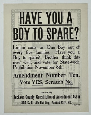 The ISSUE In MISSOURI The BARREL Or The BOY?; Have You a Boy to Spare?