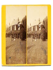 Item #45223 UNTITLED. 19th C. Albumen Photograph of a Manor Home with 6 Individuals in...