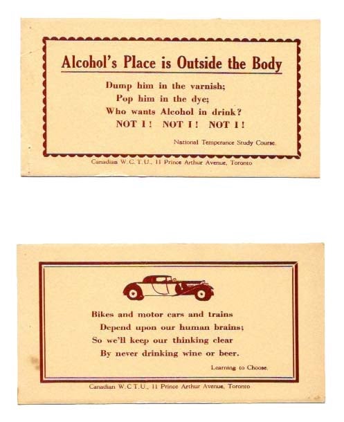 Item #45237 TWO TEMPERANCE PROMOTION CARDS. Temperance.