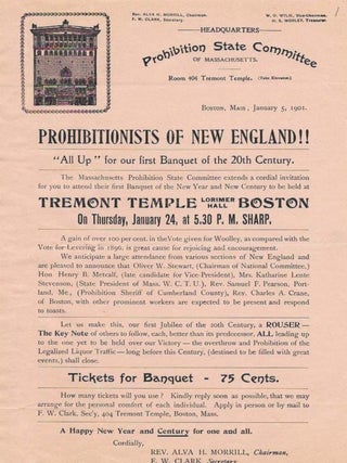 Item #46002 PROHIBITIONISTS Of NEW ENGLAND!! Temperance