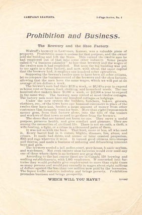 Item #46011 PROHIBITION And BUSINESS.; The Brewery and the Show Factory. Temperance - Prohibition