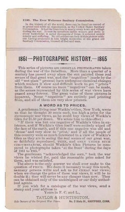 The EVER WELCOME SANITARY COMMISSION. 1199.; Photographic War History. 1861. 1865.