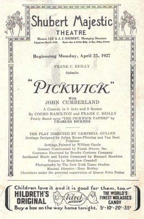 Item #46214 PICKWICK. With John Cumberland.; Theatre Program. Shubert - Majestic Theatre. ...
