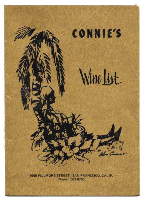 Item #46273 CONNIE'S WINE LIST.; 1909 Fillmore Stret - San Francisco, Calif. Wine List - San Francisco.