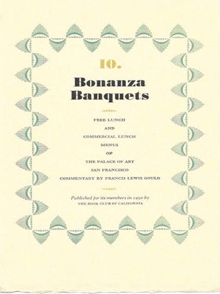 Item #46298 10. BONANZA BANQUETS. Joseph Henry - Jackson, Francis Lewis - Gould