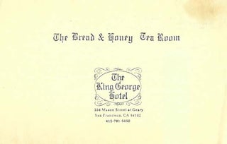 Item #46373 The BREAD & HONEY TEA ROOM.; The King George Hotel. Restaurant Menu - San Francisco