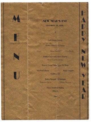 Item #46433 NEW YEAR'S EVE. Restaurant Menu
