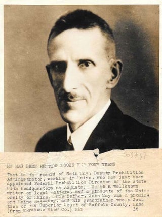 Item #46592 PHOTOGRAPH Of SETH MAY, DEPUTY PROHIBITION ADMINISTRATOR, WORKING IN MAINE....