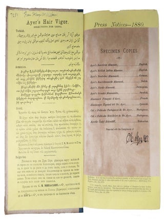AYER'S ALMANAC For 1881.; In English, German, Dutch, Norwegian, Swedish, French, Spanish, Portugese, and Bohemian.