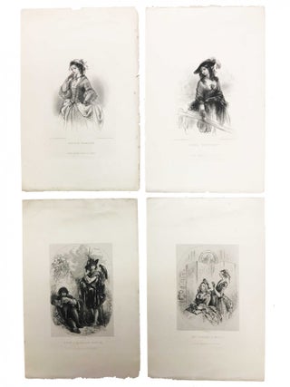 FOUR PLATES Engraved Under the Superintendence of Hablot K. Browne and Robert Young, to Illustrate the Cheap Edition of "BARNABY RUDGE." EMMA HAREDALE, DOLLY VARDEN, BARNABY And HUGH, MRS. VARDEN And MIGGS. Published with the Approbation of Mr. Charles Dickens.