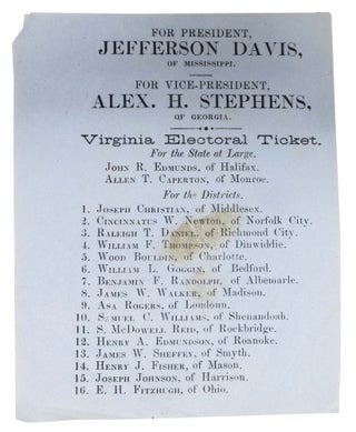 Item #46826 ELECTION BALLOT. For President, Jefferson Davis of Mississippi. For Vice-President,...