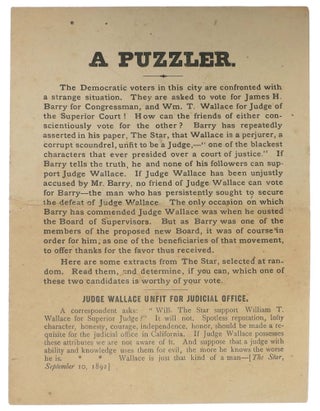 Item #46853 A PUZZLER. California History, William Thompson Wallace, James - Subject Barry, 1828...