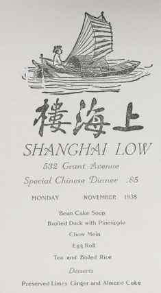 Item #46867.1 SHANGHAI LOW.; 532 Grant Avenue. Restaurant Menu - San Francisco