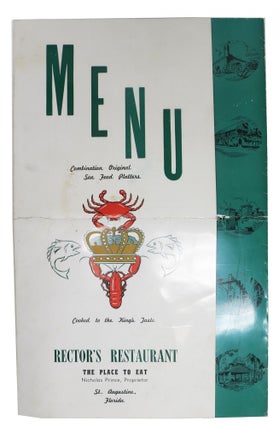 Item #47008 MENU. COMBINATION ORIGINAL SEA FOOD PLATTERS - COOKED To The KING'S TASTE. FL....