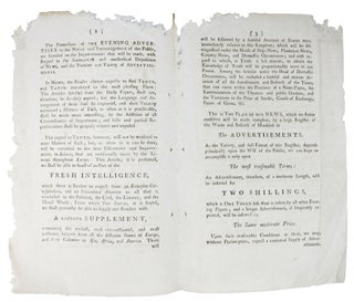 A NEW PAPER, Therefore, Entitled, The EVENING ADVERTISER, And UNIVERSAL CORRESPONDENT.