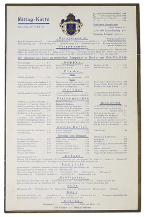 Item #47581 MITTAG - KARTE. German Restaurant Menu