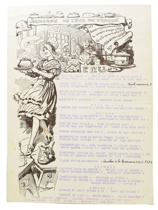 Item #47623 AUBERGE De L'ÉCU De FRANCE. French Restaurant Menu