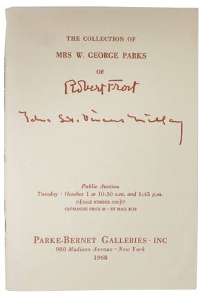 Item #47932 The COLLECTION Of MRS. W GEORGE PARKS Of ROBERT FROST.; Public Auction Tuesday...