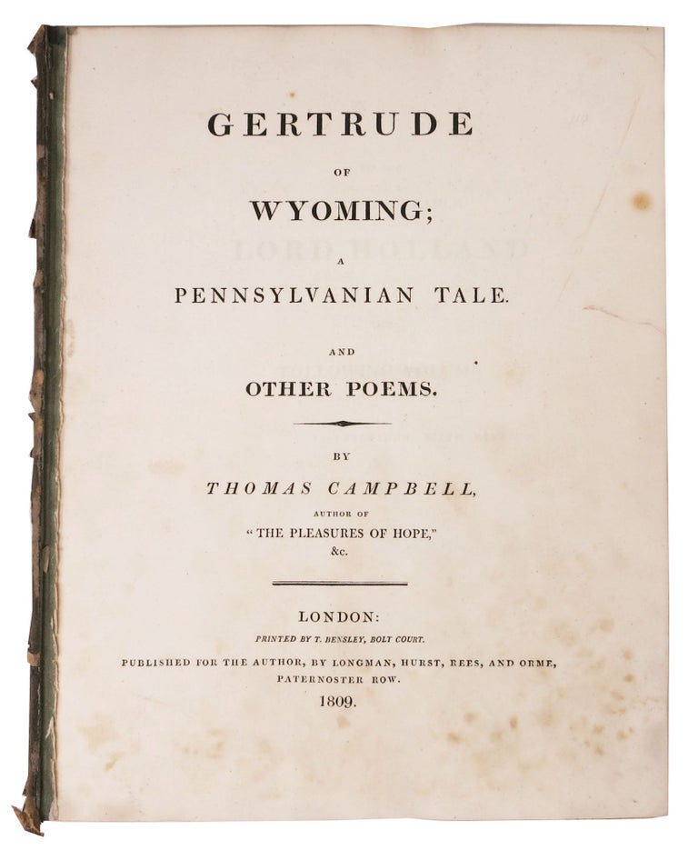 Item #48228 GERTRUDE Of WYOMING; A Pennsylvanian Tale. And Other Poems. Thomas Campbell, 1777 - 1844.
