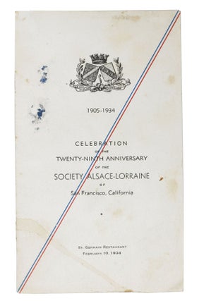 Item #48372 1905-1934. CELEBRATION Of The TWENTY-NINTH ANNIVERSARY Of The SOCIETY...