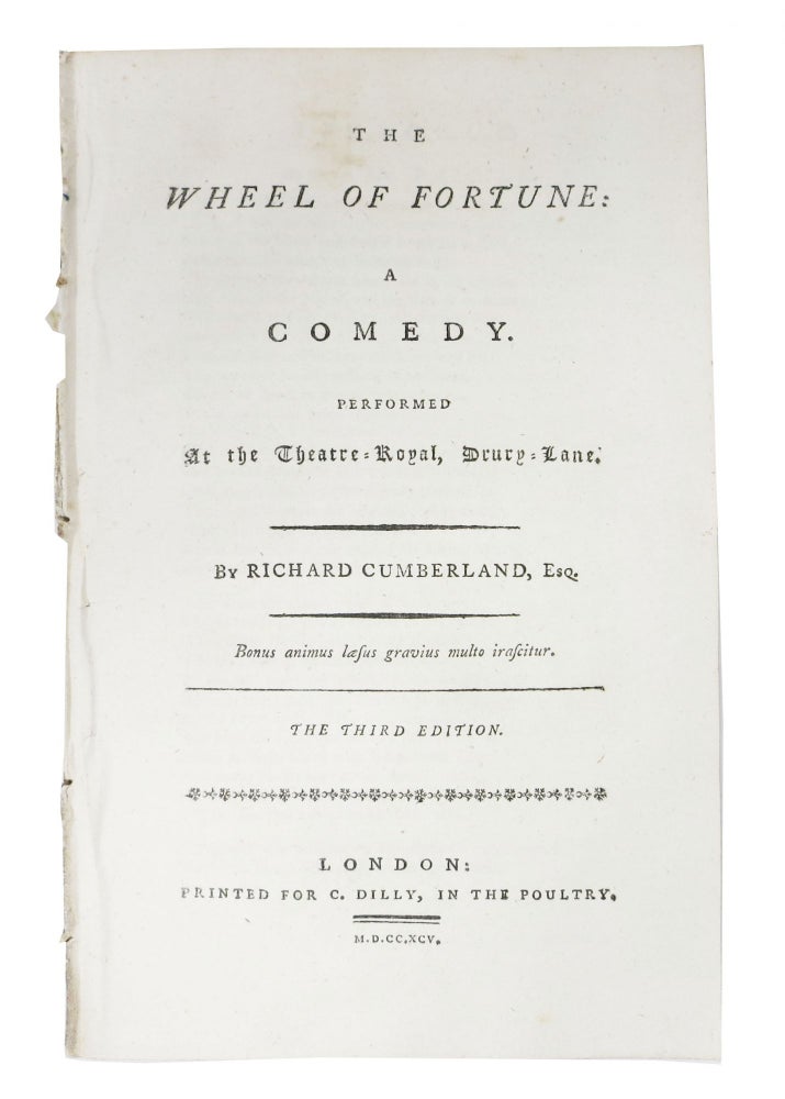 Item #48454 The WHEEL Of FORTUNE: A Comedy. Performed at the Theatre-Royal, Drury-Lane. Richard Cumberland, 1732 - 1811.