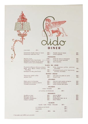Item #48575 LIDO - DINER. French Restaurant Menu