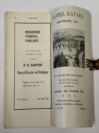 SAN RAFAEL COOK BOOK. 1906.; Compiled by the Ladies of San Rafael San Rafael, California. Price - - $1.00 Copyrighted 1906.
