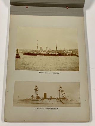 PHOTOGRAPH ALBUM COMPRISING 14 ALBUMEN IMAGES Of TURN-Of-The-CENTURY VESSELS, Including Battle-ships.