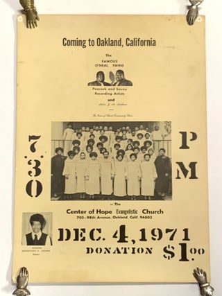 Item #50541 EVENT PROMOTIONAL BROADSIDE. The Famous O'Neal Twins, Peacock and Savoy. And Helen...