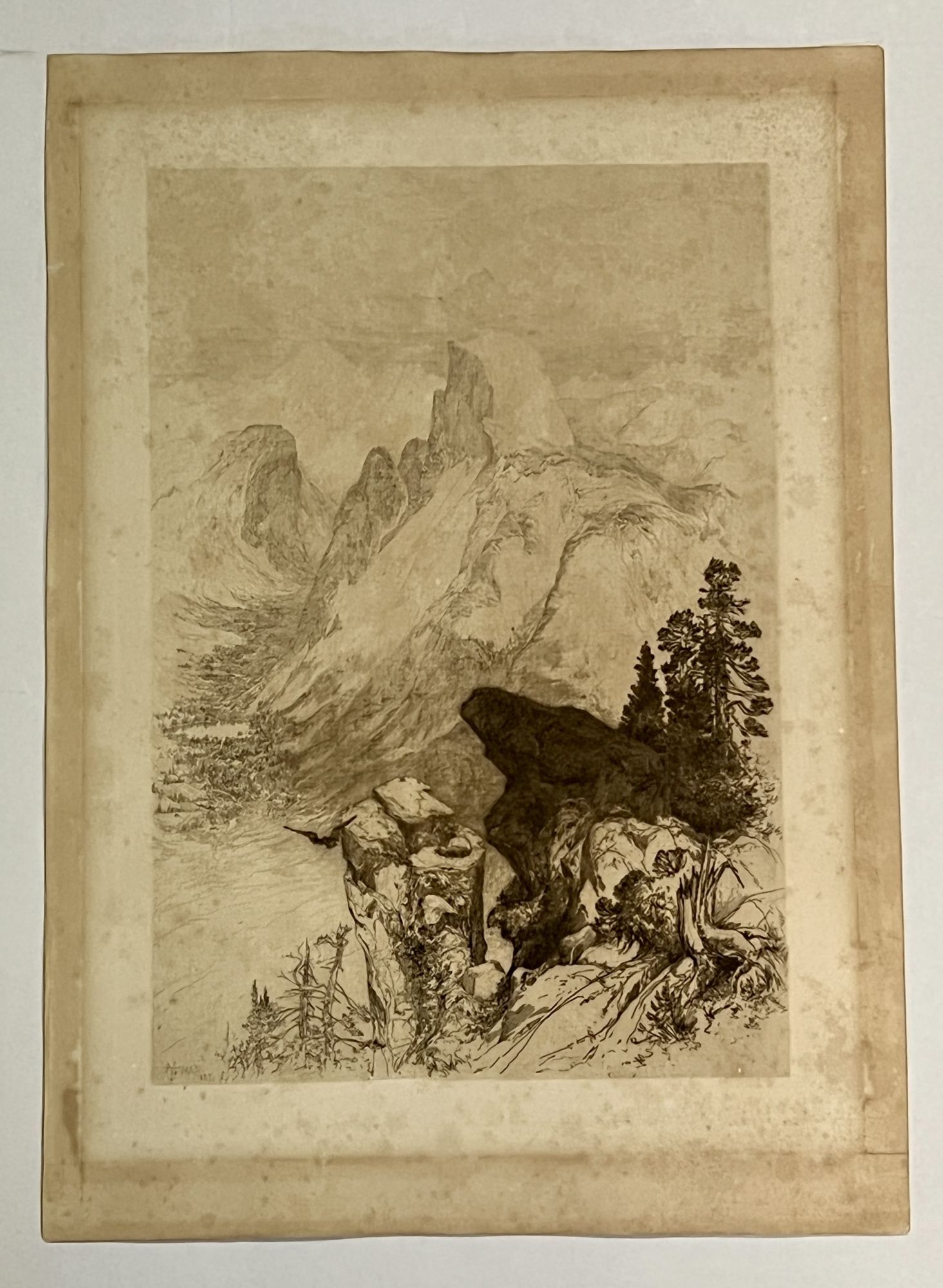 Etching Yosemite Half Dome Thomas Moran Signed In The Plate By Moran 