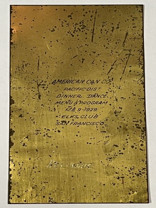 AMERICAN CAN CO. Pacific Dist. Dinner Dance Menu & Program. Feb. 9 - 1929. Elks Club San Francisco