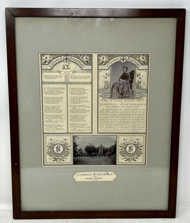 Item #50995 FRAMED MEMORIAL BROADSIDE. "In HONOUR & REMEMBRANCE Of FLORENCE NIGHTINGALE." Florence - Subject Nightingale, 1820 - 1910.