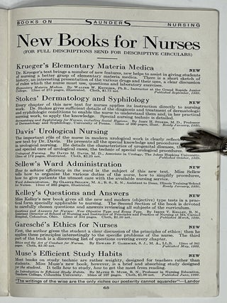 Item #51236 TRADE CATALOGUE. Saunders Books. Medicine. Surgery. Dentistry. Science. ...