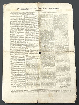 PROCEEDINGS Of The TOWN Of PROVIDENCE. Saturday, the 28th day of January, A. D. 1809.; The Resolutions of the Town of Providence, officially detailed below, were, after full discussion and mature deliberation, almost unanimously adopted by the most numerous Town-Meeting ever held in this Town.